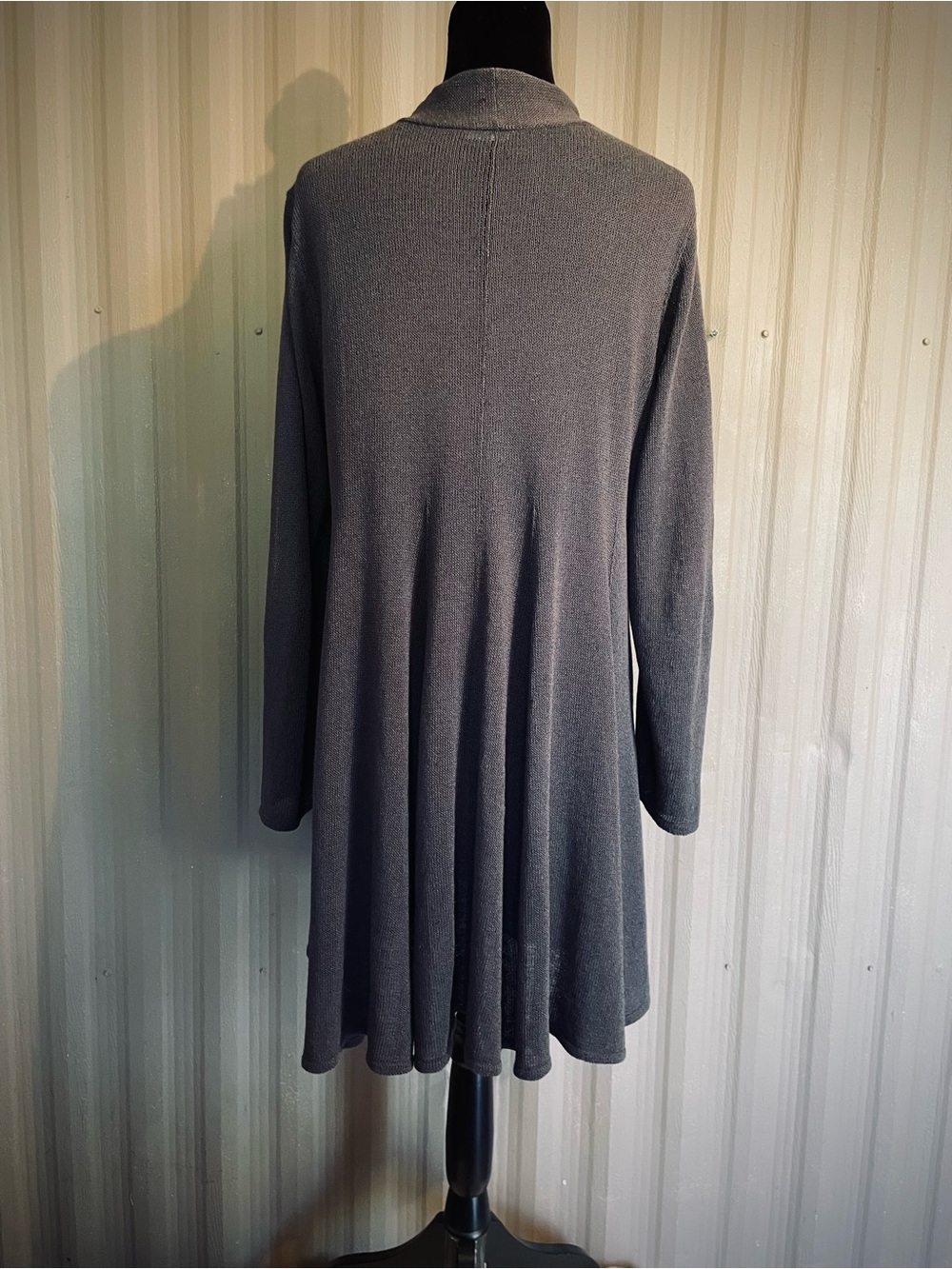 Eileen Fisher Long Line Cardigan Linen Blend Open Cardigan Dk Grey NICE DRAPE XL